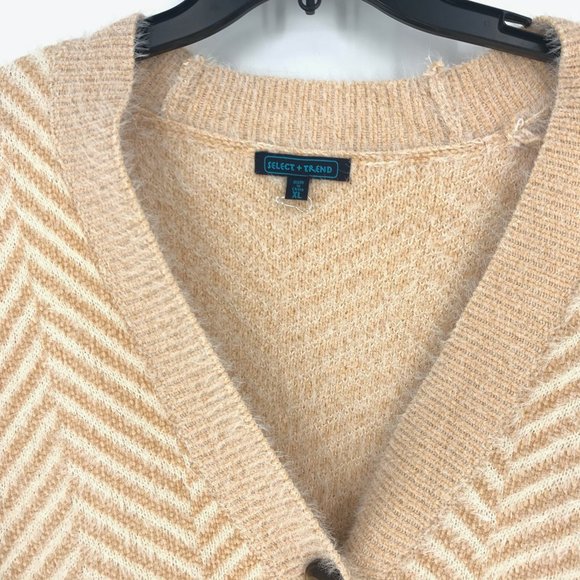 Select + Trend Cardigan Sweater Chevron Button XL - Picture 4 of 8